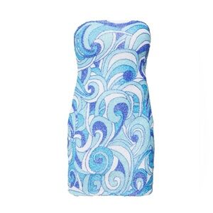 NWT BEADED OCEANUS ANNIES IBIZA PUCCI Strapless Mini Dress La fuori bronx lemons